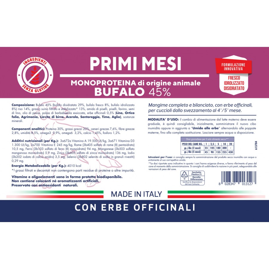 Vet Line Crocchette Cane Primi Mesi - Bufalo 12,5 Kg Vet Line Crocchette Cane Primi Mesi - Bufalo 12,5 Kg